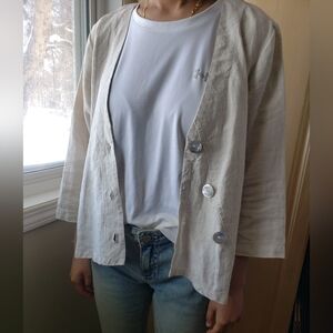 Like New Chalet 100% Linen Women's Cream Jacket